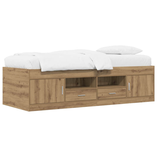 Bed Frame with Storage Artisian Oak 80 x 200 cm Engineered Wood Bed Frame with Storage Artisian Oak 80 x 200 cm Engineered Wood