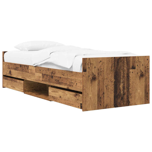 Bed Frame with Drawer with Headboard Old Wood Engineered Wood Bed Frame with Drawer with Headboard Old Wood Engineered Wood