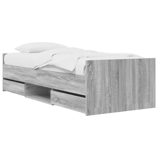 Bed Frame with Drawer with Storage Grey Sonoma Engineered Wood Bed Frame with Drawer with Storage Grey Sonoma Engineered Wood
