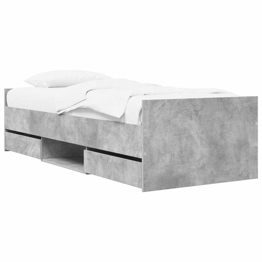 Bed Frame with Drawer Concrete Grey Engineered Wood Bed Frame with Drawer Concrete Grey Engineered Wood