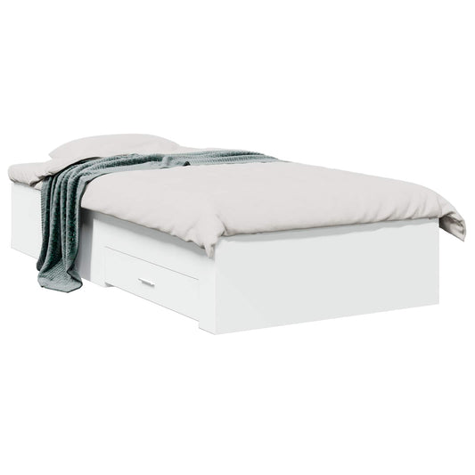 Bed Frame with Drawer with Storage White Engineered Wood Bed Frame with Drawer with Storage White Engineered Wood