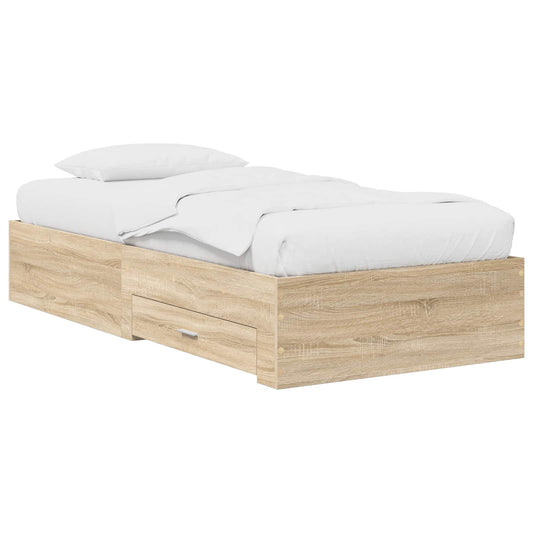 Bed Frame with Drawer with Storage Sonoma Oak Engineered Wood Bed Frame with Drawer with Storage Sonoma Oak Engineered Wood