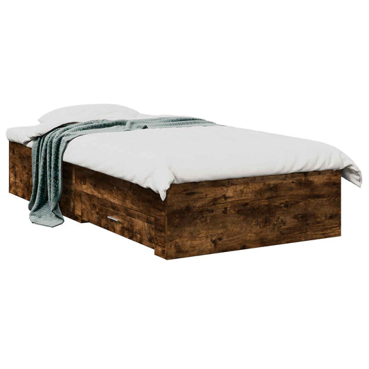 Bed Frame with Drawer with Storage Smoked Oak Engineered Wood Bed Frame with Drawer with Storage Smoked Oak Engineered Wood