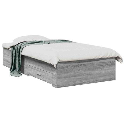 Bed Frame with Drawer with Storage Grey Sonoma Engineered Wood Bed Frame with Drawer with Storage Grey Sonoma Engineered Wood
