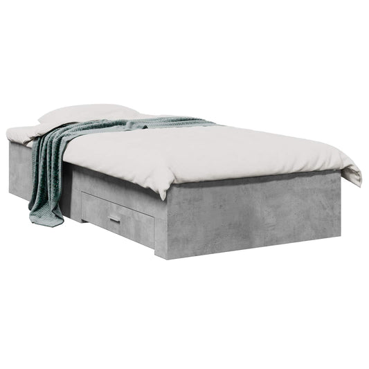 Bed Frame with Drawer Concrete Grey Engineered Wood Bed Frame with Drawer Concrete Grey Engineered Wood