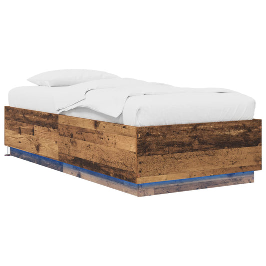 Bed Frame with LED Old Wood 80 x 200 cm Engineered Wood Bed Frame with LED Old Wood 80 x 200 cm Engineered Wood