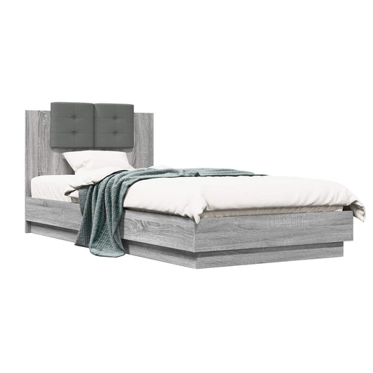Bed Frame with Headboard with Headboard Grey Sonoma 80 x 200 cm Bed Frame with Headboard with Headboard Grey Sonoma 80 x 200 cm
