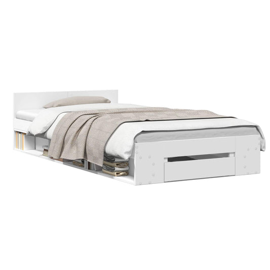 Bed Frame with Storage White 80 x 200 cm Engineered Wood Bed Frame with Storage White 80 x 200 cm Engineered Wood