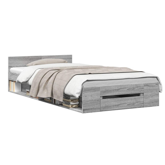 Bed Frame with Storage Grey Sonoma 80 x 200 cm Engineered Wood Bed Frame with Storage Grey Sonoma 80 x 200 cm Engineered Wood