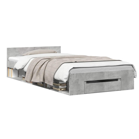 Bed Frame with Storage with Drawer Concrete Grey 80 x 200 cm Bed Frame with Storage with Drawer Concrete Grey 80 x 200 cm