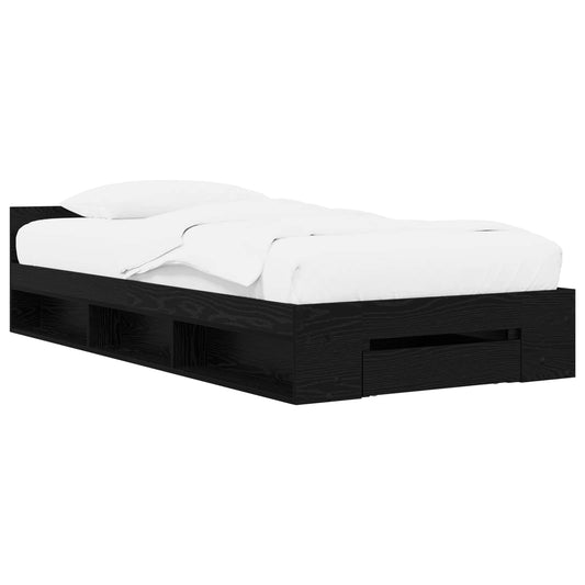 Bed Frame with Storage Black Oak 80 x 200 cm Engineered Wood Bed Frame with Storage Black Oak 80 x 200 cm Engineered Wood
