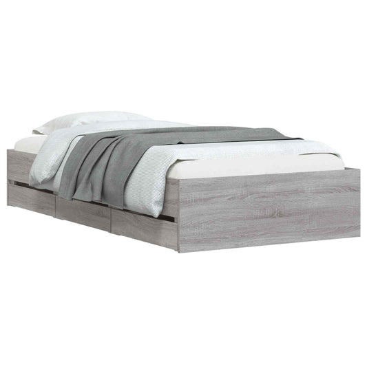 Bed Frame with Storage Concrete Grey Engineered wood Bed Frame with Storage Concrete Grey Engineered wood
