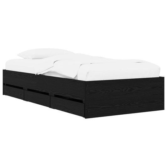Bed Frame with Storage with Drawer Black Oak Engineered wood Bed Frame with Storage with Drawer Black Oak Engineered wood