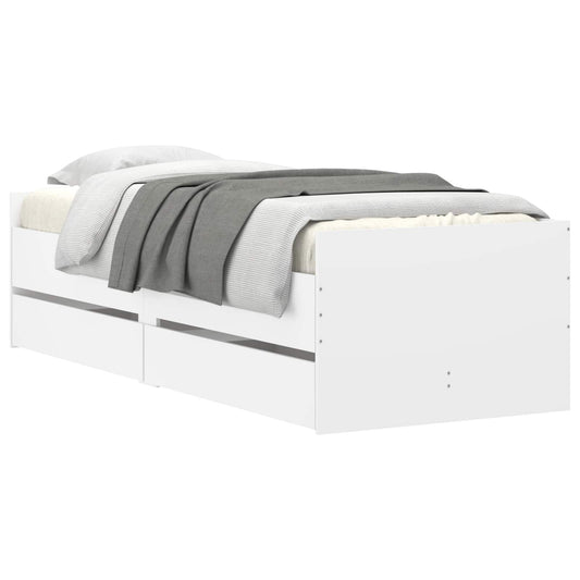 Bed Frame with Drawer with Storage White Solid Pine Wood Bed Frame with Drawer with Storage White Solid Pine Wood