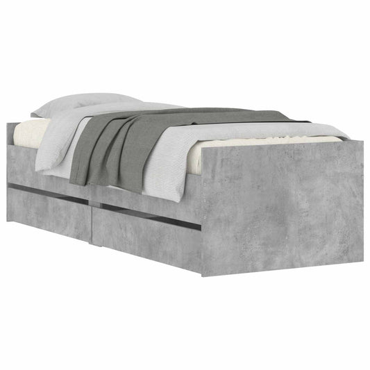 Bed Frame with Drawer with Storage Grey Sonoma Solid Pine Wood Bed Frame with Drawer with Storage Grey Sonoma Solid Pine Wood