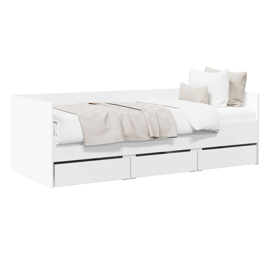 Daybed with Drawer with Headboard White Engineered Wood Daybed with Drawer with Headboard White Engineered Wood