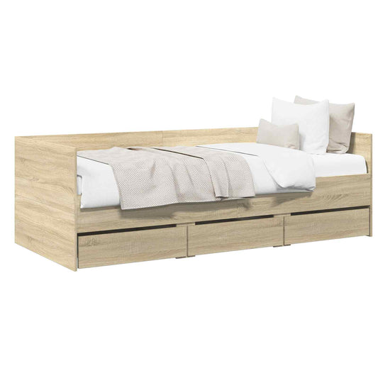 Daybed with Drawer with Headboard Sonoma Oak Engineered Wood Daybed with Drawer with Headboard Sonoma Oak Engineered Wood
