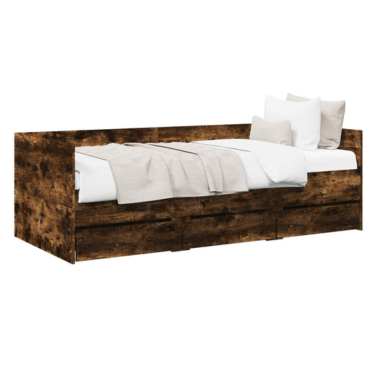 Daybed with Drawer with Headboard Smoked Oak Engineered Wood Daybed with Drawer with Headboard Smoked Oak Engineered Wood