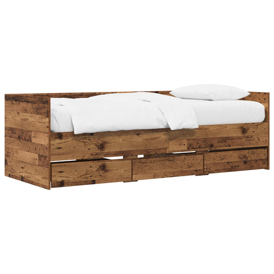 Daybed with Drawer with Headboard Old Wood Engineered Wood Daybed with Drawer with Headboard Old Wood Engineered Wood