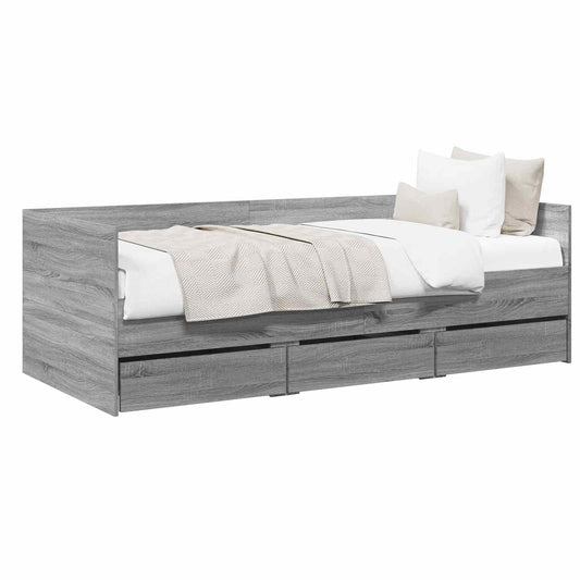 Daybed with Drawer with Headboard Grey Sonoma Engineered Wood Daybed with Drawer with Headboard Grey Sonoma Engineered Wood