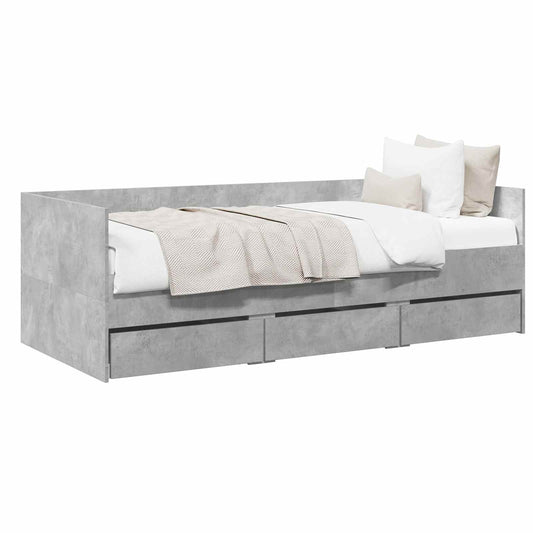 Daybed with Drawer with Headboard Concrete Grey Engineered Wood Daybed with Drawer with Headboard Concrete Grey Engineered Wood