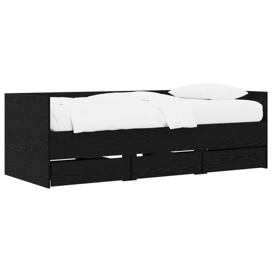 Daybed with Drawer with Headboard Black Oak Engineered Wood Daybed with Drawer with Headboard Black Oak Engineered Wood