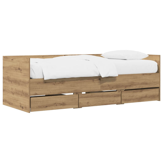 Daybed with Drawer with Headboard Artisian Oak Engineered Wood Daybed with Drawer with Headboard Artisian Oak Engineered Wood