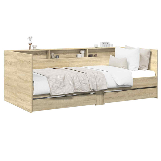 Daybed with Drawer with Shelf Sonoma Oak Engineered Wood Daybed with Drawer with Shelf Sonoma Oak Engineered Wood