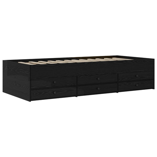Bed Frame with Storage Black Oak 80 x 200 cm Engineered Wood Bed Frame with Storage Black Oak 80 x 200 cm Engineered Wood
