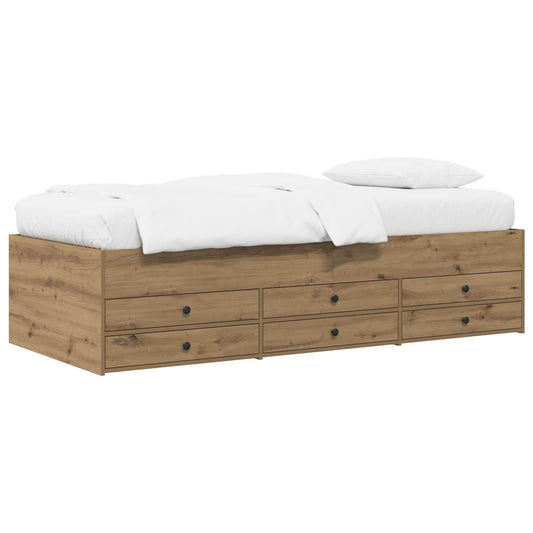 Bed Frame with Storage Artisian Oak 80 x 200 cm Engineered Wood Bed Frame with Storage Artisian Oak 80 x 200 cm Engineered Wood