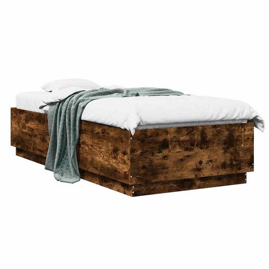 Bed Frame Smoked Oak 80 x 200 cm Engineered Wood Bed Frame Smoked Oak 80 x 200 cm Engineered Wood
