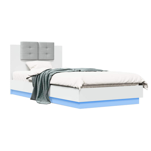 Bed Frame with Headboard White Engineered Wood Bed Frame with Headboard White Engineered Wood