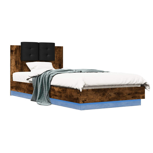 Bed Frame with Headboard Smoked Oak Engineered Wood Bed Frame with Headboard Smoked Oak Engineered Wood