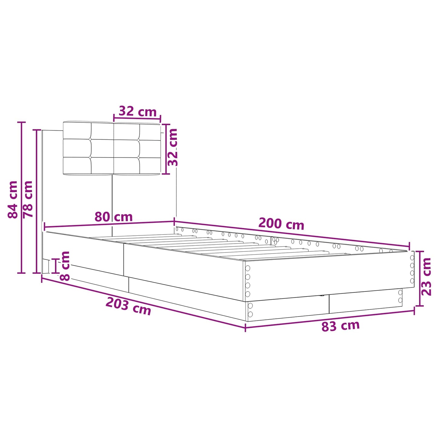 Bed Frame with Headboard Smoked Oak Engineered Wood
