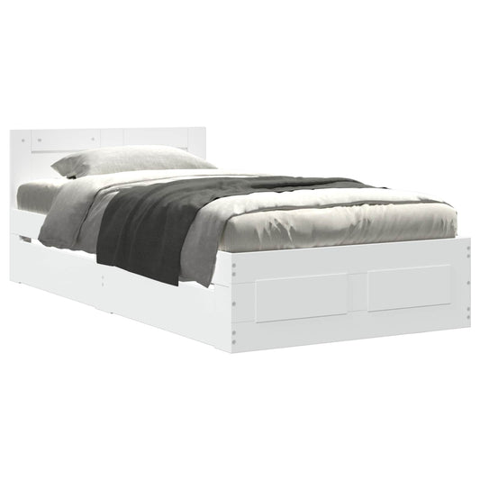 Bed Frame with Drawer with Storage 2 pcs White Engineered Wood Bed Frame with Drawer with Storage 2 pcs White Engineered Wood