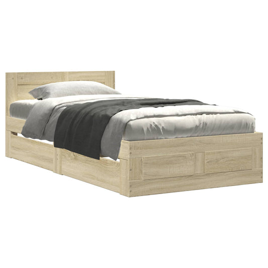 Bed Frame with Drawer 2 pcs Sonoma Oak Engineered Wood Bed Frame with Drawer 2 pcs Sonoma Oak Engineered Wood