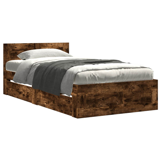 Bed Frame with Drawer 2 pcs Smoked Oak Engineered Wood Bed Frame with Drawer 2 pcs Smoked Oak Engineered Wood