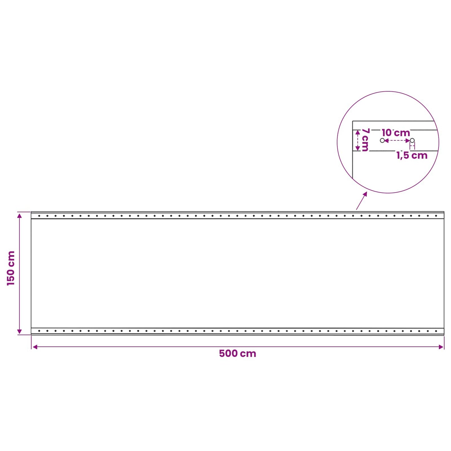 Tarpaulin with Eyelets Green 1.5 x 5 m 260 gsm PE