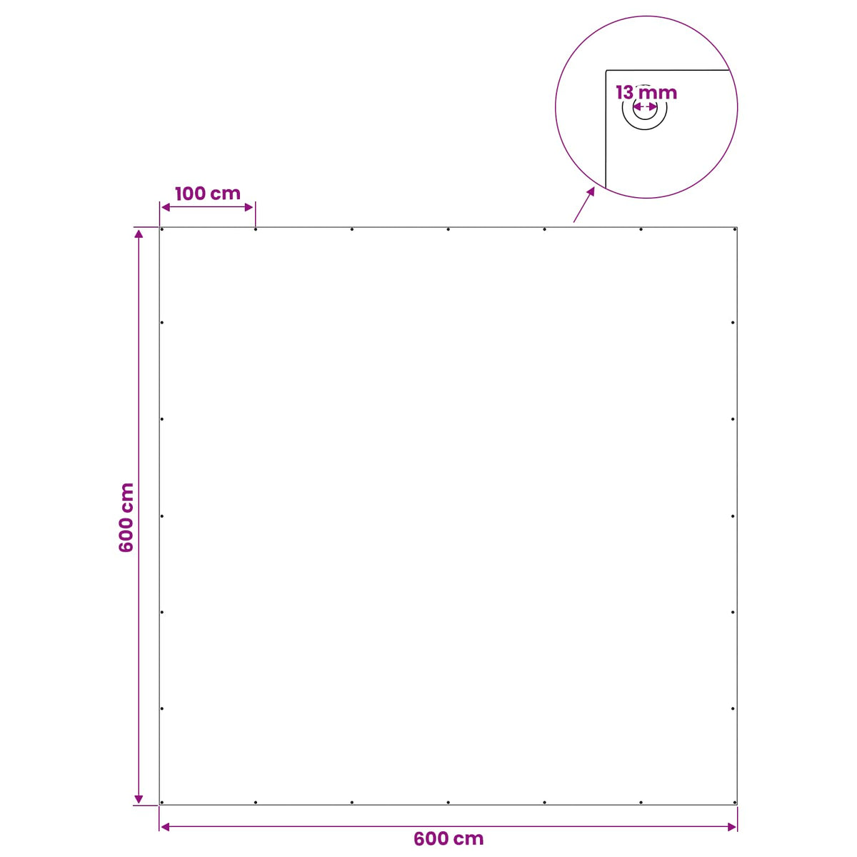 Tarpaulin with Eyelets White 6 x 6 m 260 gsm PE