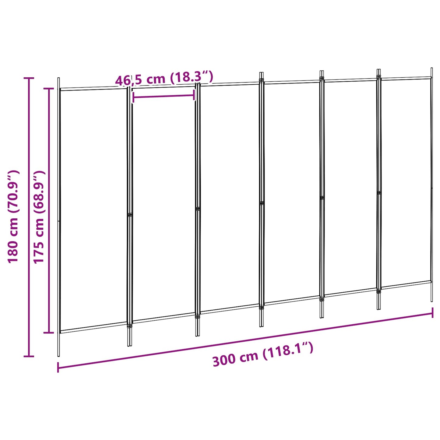 6-Panel Room Divider Beige 300 x 180 cm Fabric
