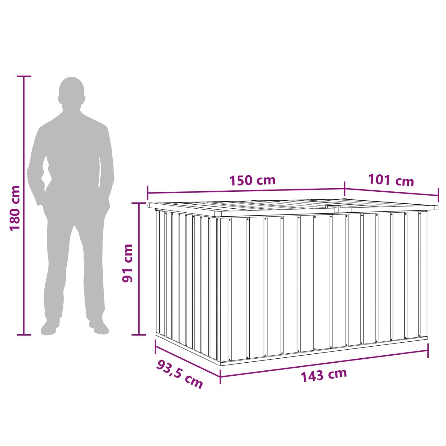 Outdoor Storage Box Galvanised Steel 150 x 101 x 91 cm Wood