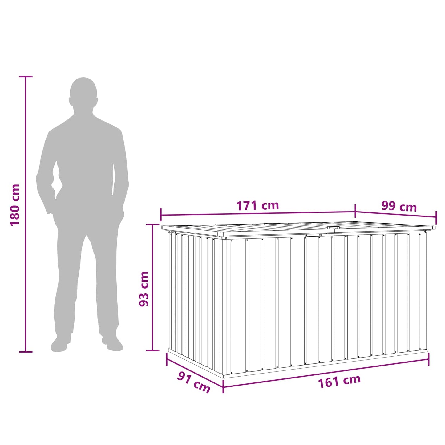 Outdoor Storage Box Galvanised Steel 171 x 99 x 93 cm Wood-like