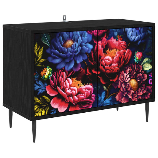 TV Cabinet KIEL 69 x 33 x 50.5 cm Black Oak Engineered Wood TV Cabinet KIEL 69 x 33 x 50.5 cm Black Oak Engineered Wood
