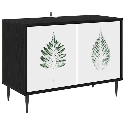 TV Cabinet HANAU 69 x 33 x 50.5 cm Black Oak Engineered Wood TV Cabinet HANAU 69 x 33 x 50.5 cm Black Oak Engineered Wood