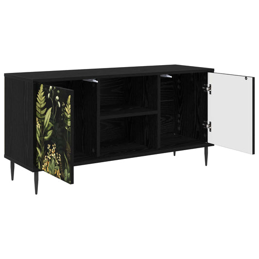 TV Cabinet RHENEN 102 x 33 x 51 cm Black Oak Engineered Wood TV Cabinet RHENEN 102 x 33 x 51 cm Black Oak Engineered Wood