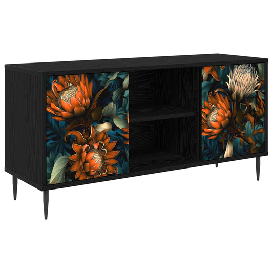 TV Cabinet LOCHEM 102 x 33 x 51 cm Black Oak Engineered Wood TV Cabinet LOCHEM 102 x 33 x 51 cm Black Oak Engineered Wood