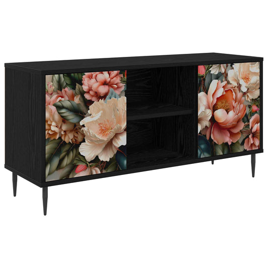 TV Cabinet BORNE 102 x 33 x 51 cm Black Oak Engineered Wood TV Cabinet BORNE 102 x 33 x 51 cm Black Oak Engineered Wood