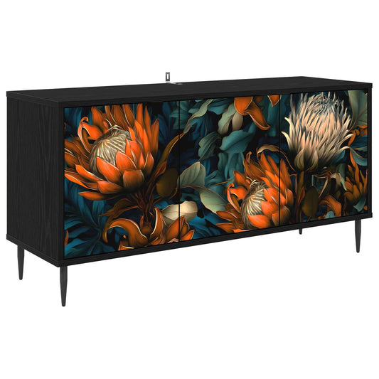 TV Cabinet LOCHEM 102 x 33 x 51 cm Black Oak Engineered Wood TV Cabinet LOCHEM 102 x 33 x 51 cm Black Oak Engineered Wood