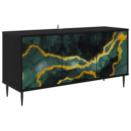 TV Cabinet WIJHE 102 x 33 x 51 cm Black Oak Engineered Wood TV Cabinet WIJHE 102 x 33 x 51 cm Black Oak Engineered Wood