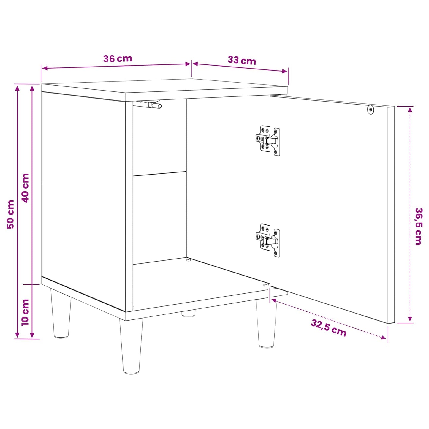 Bedside Cabinet BONN 2 pcs Sonoma Oak 36 x 33 x 50 cm